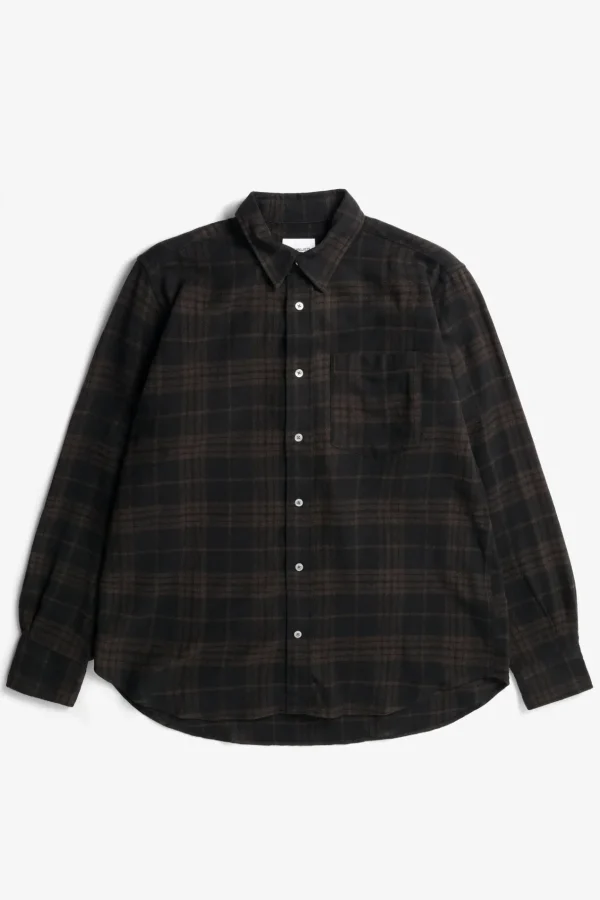 Norse Projects SHIRTING^Algot Relaxed Wool Check Shirt Espresso