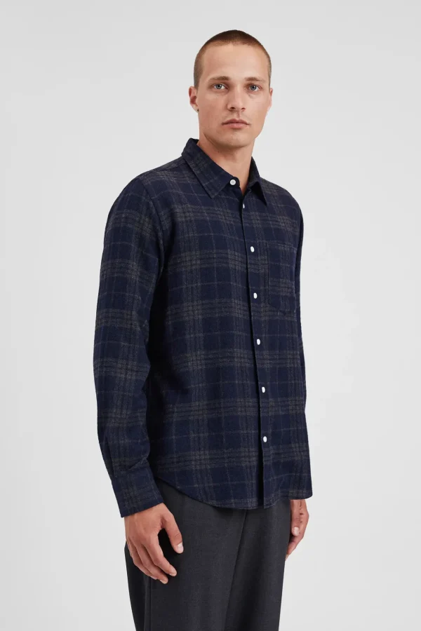 Norse Projects SHIRTING^Algot Relaxed Wool Check Shirt Dark Navy