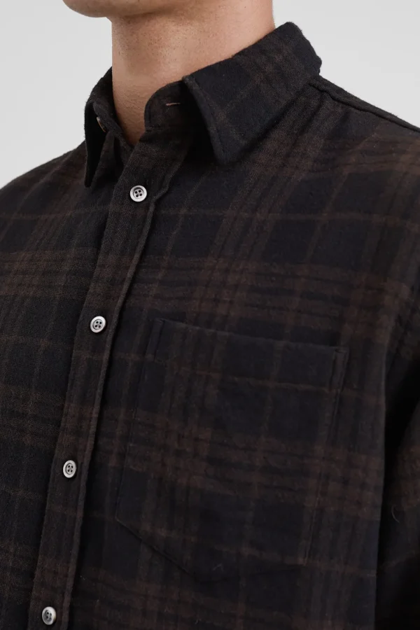 Norse Projects SHIRTING^Algot Relaxed Wool Check Shirt Espresso