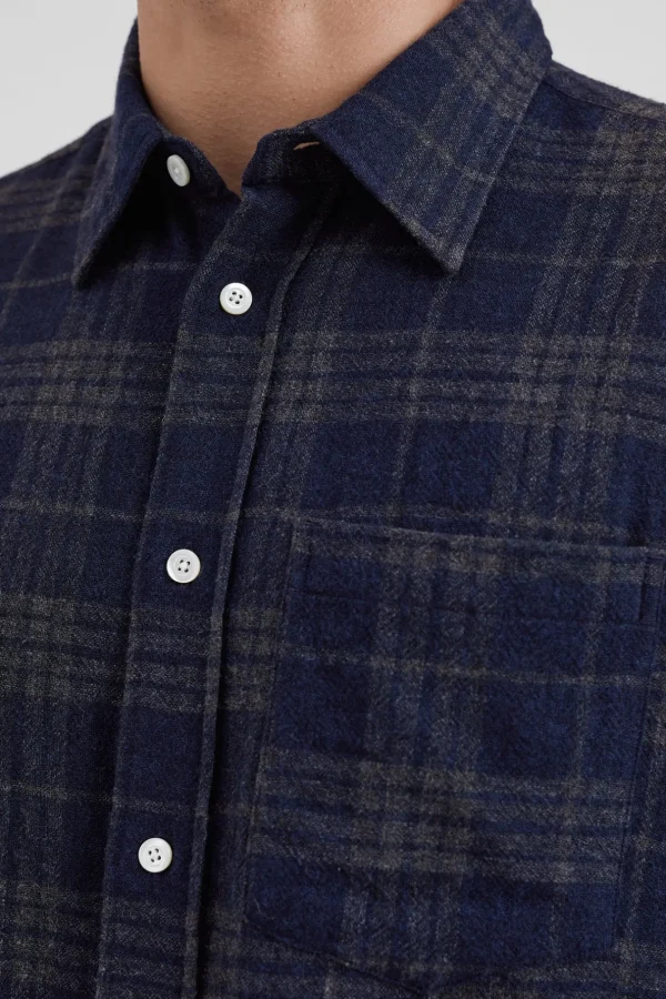 Norse Projects SHIRTING^Algot Relaxed Wool Check Shirt Dark Navy