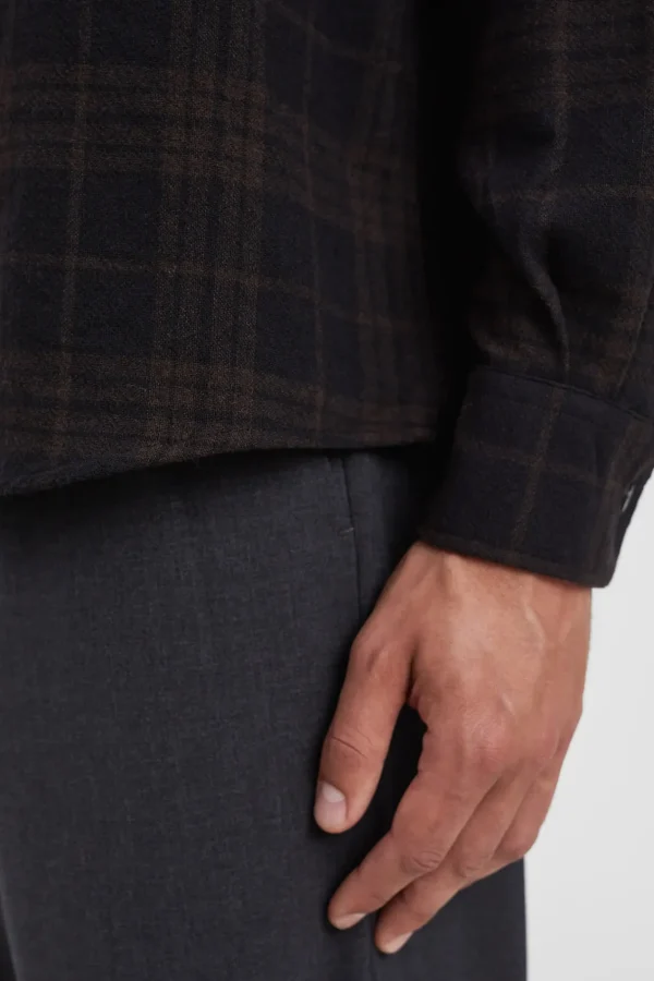 Norse Projects SHIRTING^Algot Relaxed Wool Check Shirt Espresso