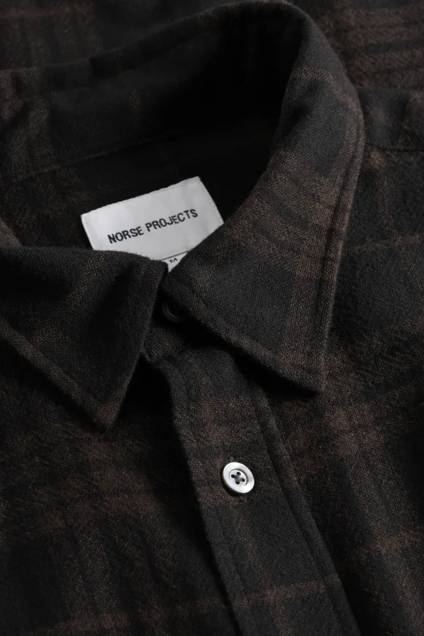 Norse Projects SHIRTING^Algot Relaxed Wool Check Shirt Espresso