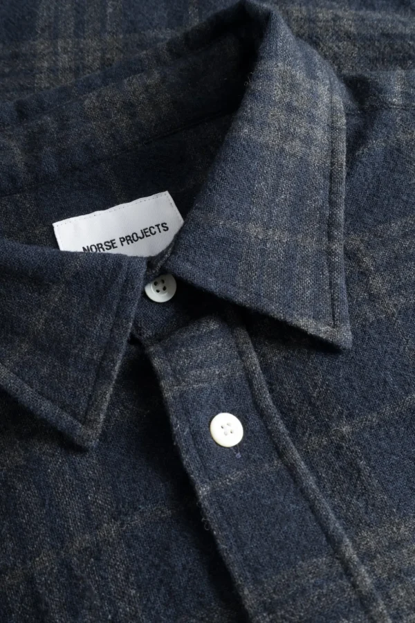 Norse Projects SHIRTING^Algot Relaxed Wool Check Shirt Dark Navy