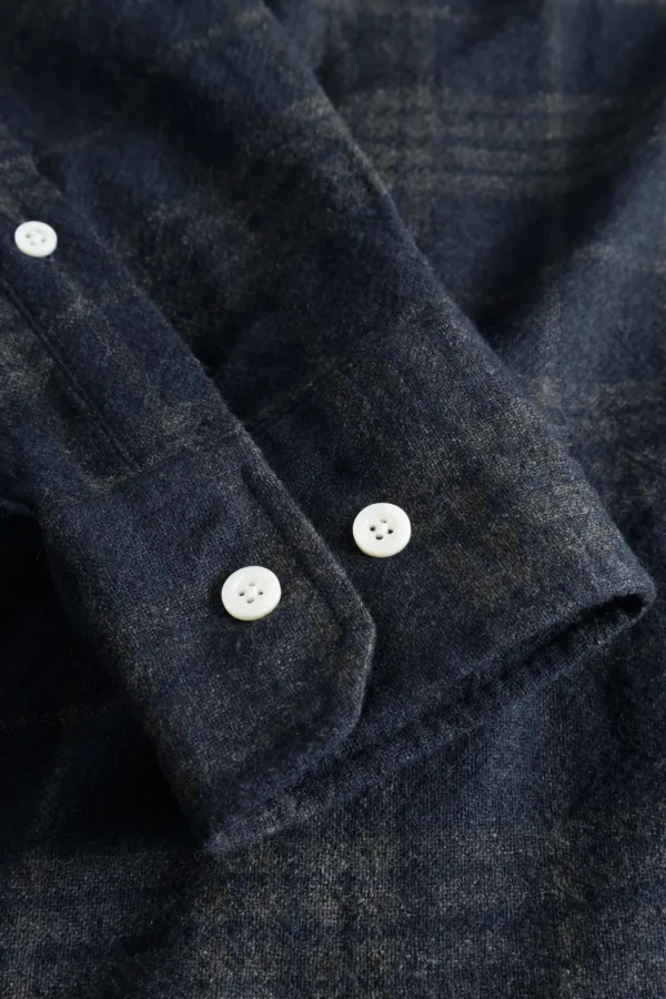 Norse Projects SHIRTING^Algot Relaxed Wool Check Shirt Dark Navy