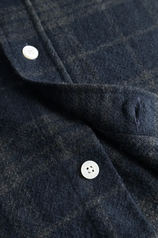 Norse Projects SHIRTING^Algot Relaxed Wool Check Shirt Dark Navy