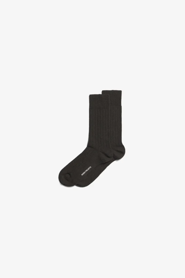 Norse Projects ACCESSORIES^Bjarki Cashmere Wool Blend Rib Sock Espresso