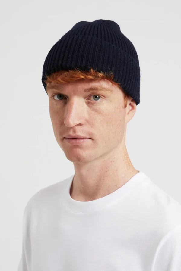 Norse Projects BEANIES^Cashmere Rib Beanie Dark Navy