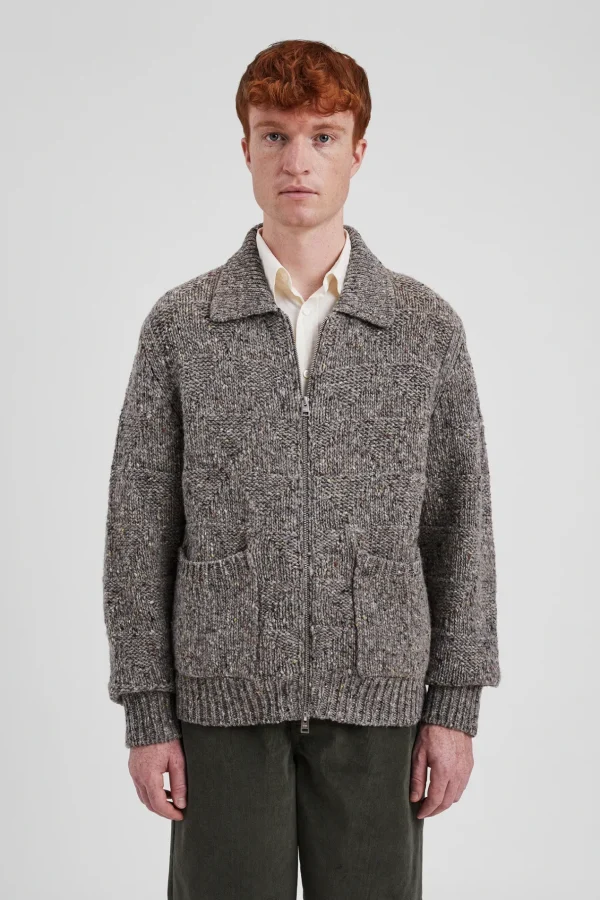 Norse Projects KNITWEAR^Erik Donegal Diamond Jacket Grey Melange