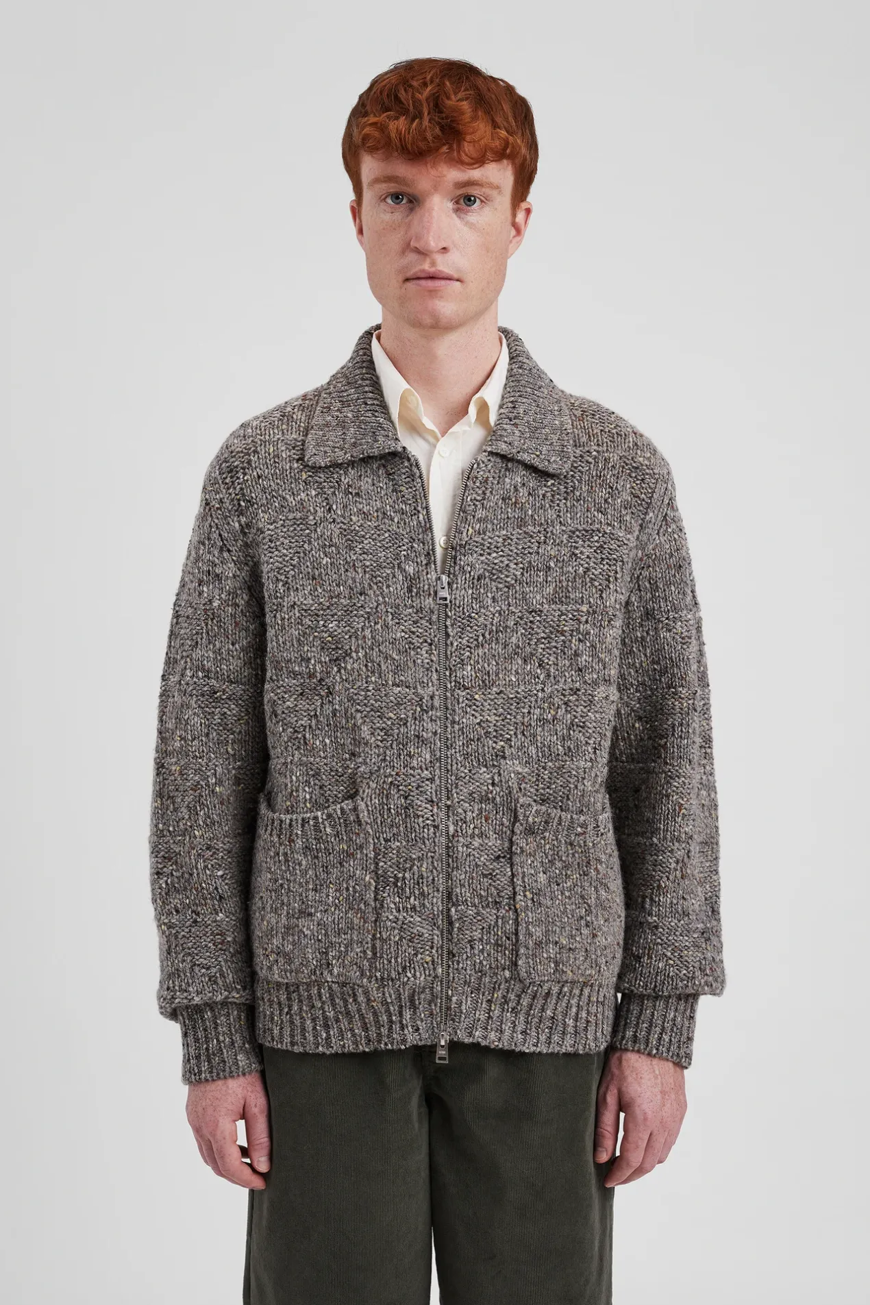 erik_donegal_diamond_jacket_2.webp Norse Projects KNITWEAR^Erik Donegal Diamond Jacket Grey Melange