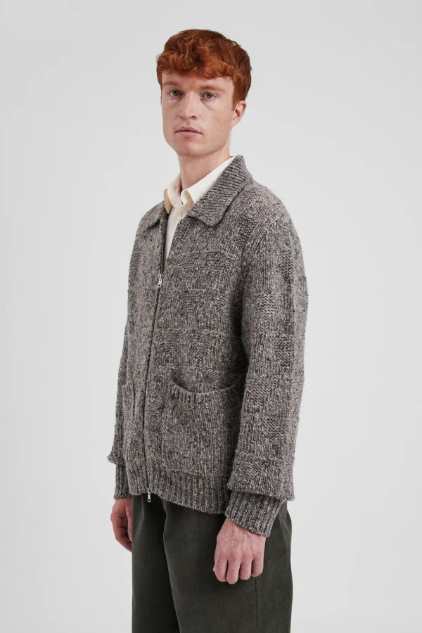 Norse Projects KNITWEAR^Erik Donegal Diamond Jacket Grey Melange