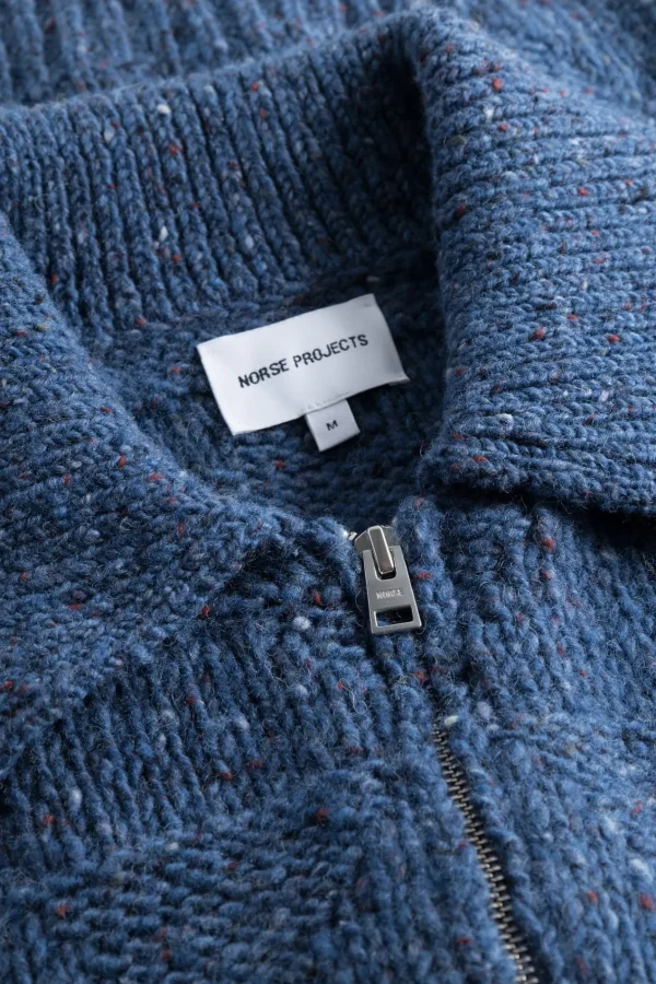 Norse Projects KNITWEAR^Erik Donegal Diamond Jacket Ensign Blue