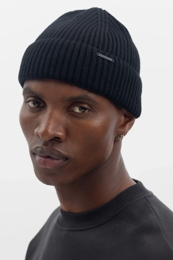 Norse Projects BEANIES^Fine Merino Rib Beanie Black