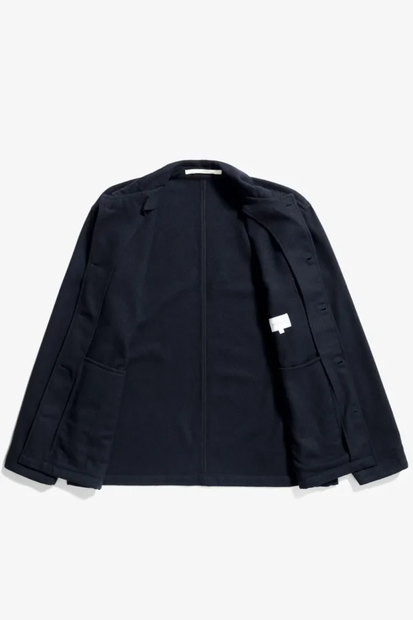 Norse Projects OVERSHIRTS^Folke Wool Overshirt Dark Navy