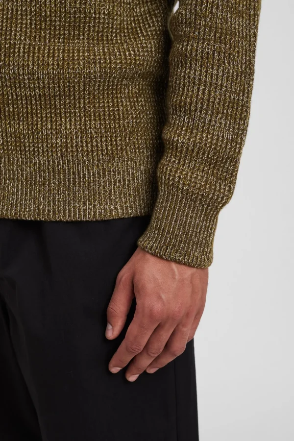 Norse Projects KNITWEAR^Hagen Wool Cotton Rib Full Zip Jacket Sitka Green