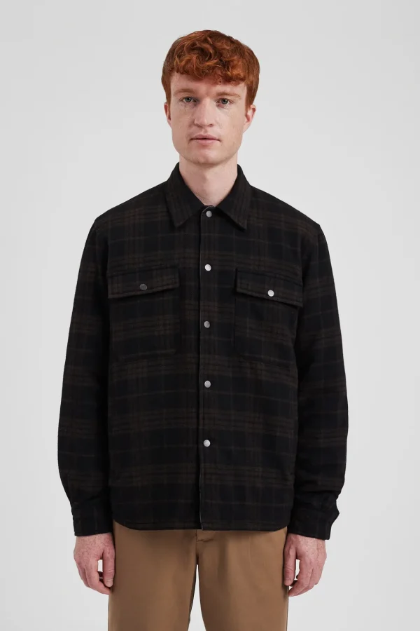 Norse Projects OVERSHIRTS^Hjalmer Insulated Wool Check Overshirt Espresso