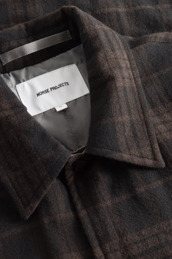 Norse Projects OVERSHIRTS^Hjalmer Insulated Wool Check Overshirt Espresso