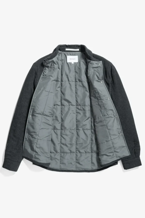Norse Projects OVERSHIRTS^Hjalmer Insulated Wool Overshirt Charcoal Melange