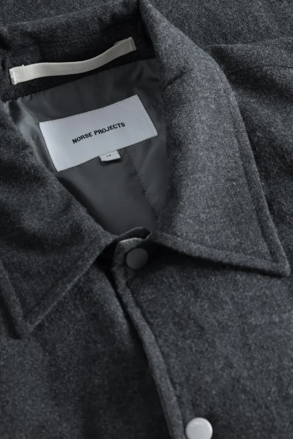 Norse Projects OVERSHIRTS^Hjalmer Insulated Wool Overshirt Charcoal Melange