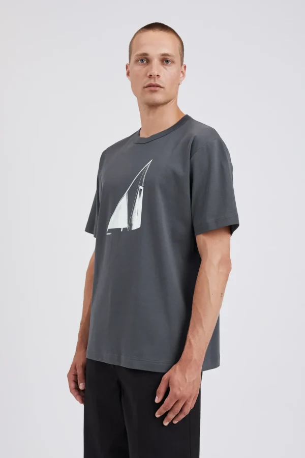 Norse Projects T-SHIRTS^Holger Organic Interlock Hide Print T-Shirt Battleship Grey