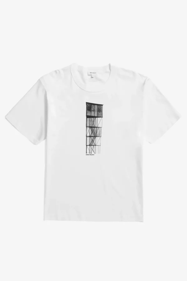 Norse Projects T-SHIRTS^Holger Organic Interlock Tower Print T-Shirt White