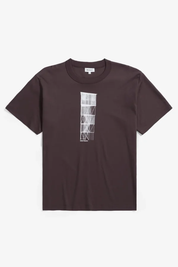 Norse Projects T-SHIRTS^Holger Organic Interlock Tower Print T-Shirt Wine Red
