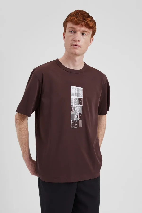 Norse Projects T-SHIRTS^Holger Organic Interlock Tower Print T-Shirt Wine Red