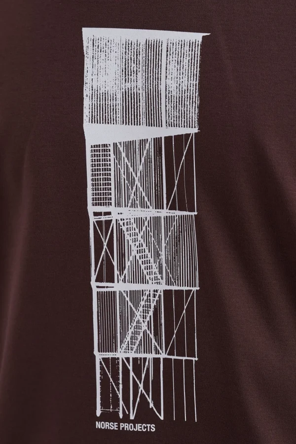 Norse Projects T-SHIRTS^Holger Organic Interlock Tower Print T-Shirt Wine Red