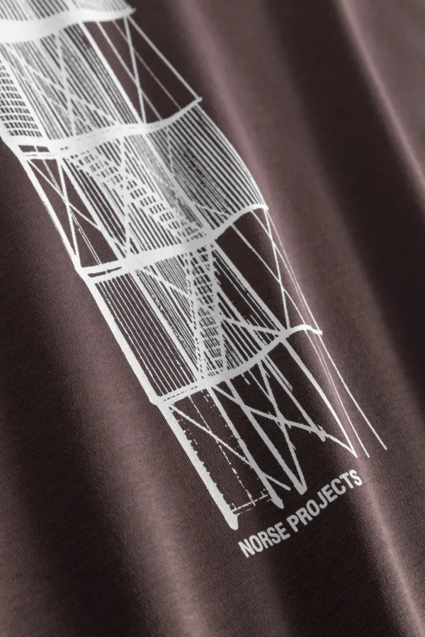 Norse Projects T-SHIRTS^Holger Organic Interlock Tower Print T-Shirt Wine Red