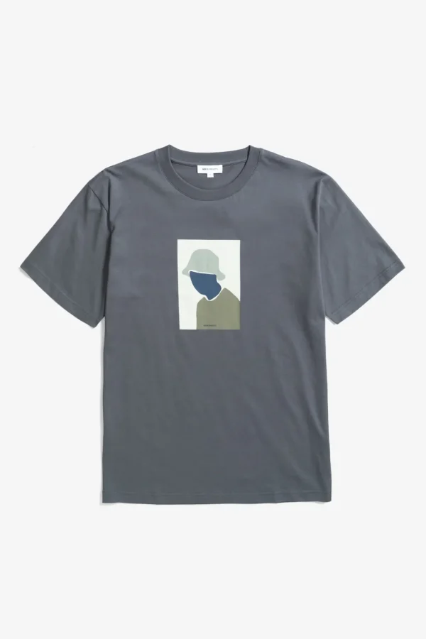 Norse Projects T-SHIRTS^Johannes Organic Bucket Hat Print T-shirt Magnet Grey