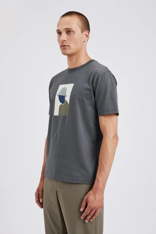 Norse Projects T-SHIRTS^Johannes Organic Bucket Hat Print T-shirt Magnet Grey