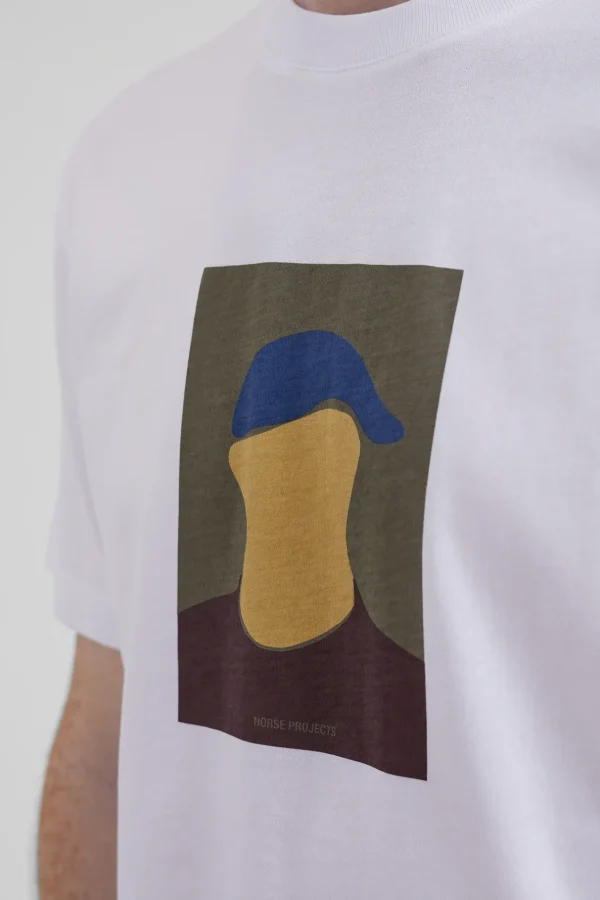 Norse Projects T-SHIRTS^Johannes Organic Cap Print T-shirt White