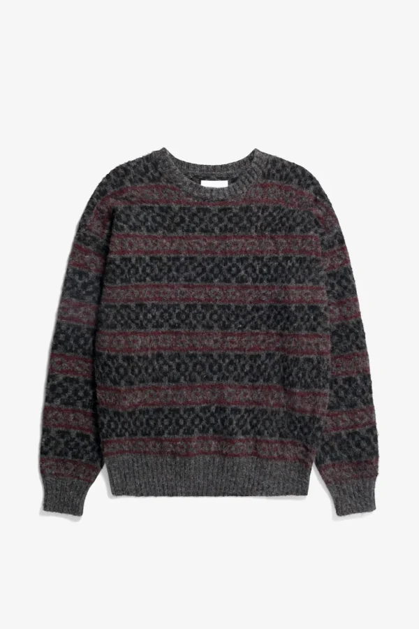 Norse Projects KNITWEAR^Jonas Scottish Lambswool Fair Isle Sweater Charcoal Grey