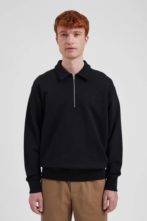 Norse Projects SWEATSHIRTS^Ketel Relaxed Organic NORSE Logo Half Zip Black