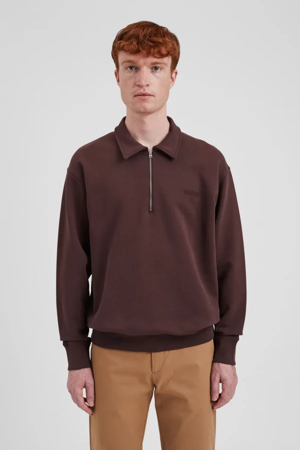 Norse Projects SWEATSHIRTS^Ketel Relaxed Organic NORSE Logo Half Zip Wine Red