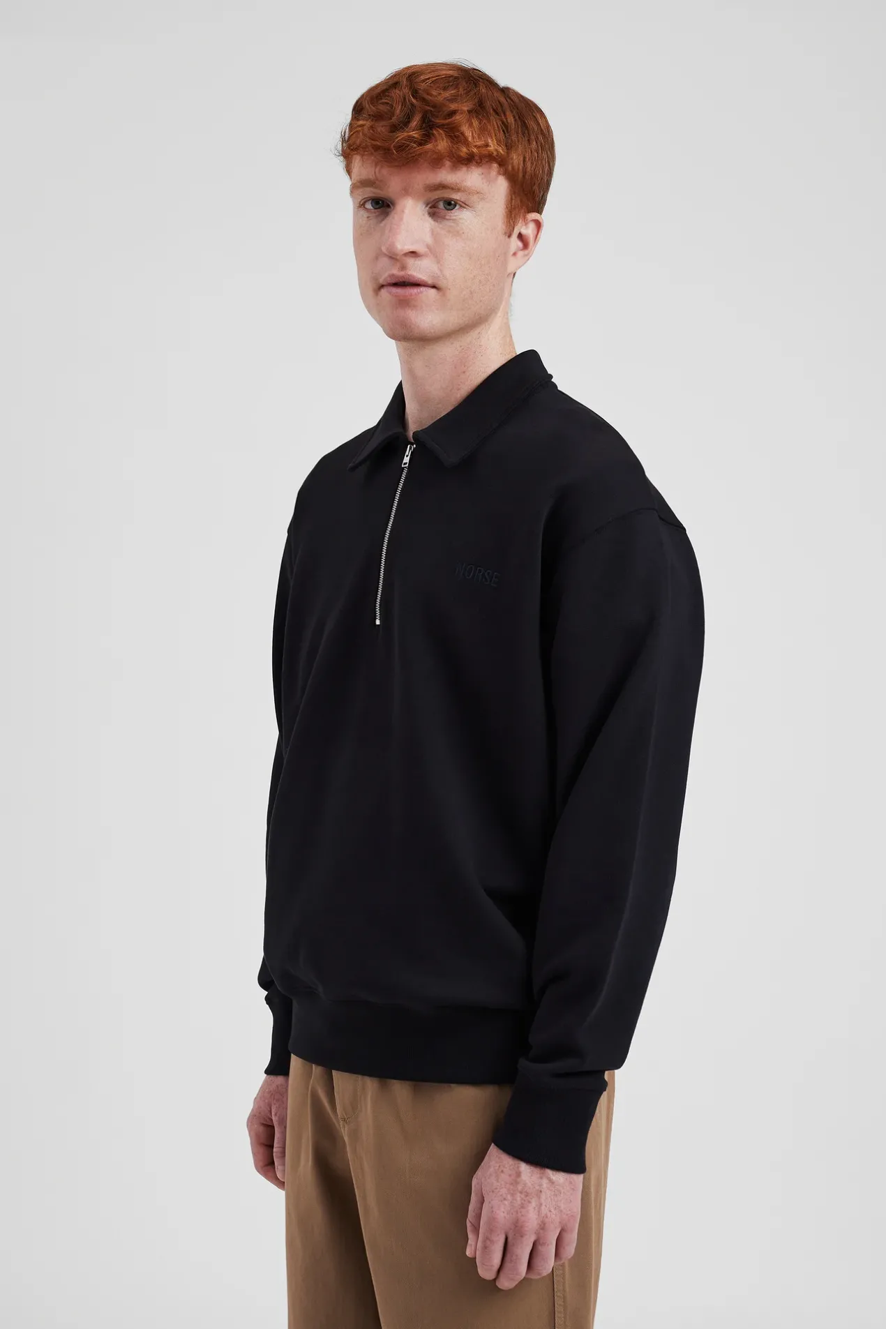 ketel_relaxed_organic_norse_logo_half_zip_3-1.webp Norse Projects SWEATSHIRTS^Ketel Relaxed Organic NORSE Logo Half Zip Black