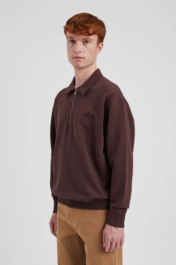 Norse Projects SWEATSHIRTS^Ketel Relaxed Organic NORSE Logo Half Zip Wine Red