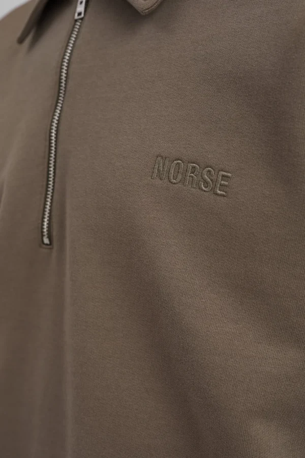 Norse Projects SWEATSHIRTS^Ketel Relaxed Organic NORSE Logo Half Zip Sediment Green