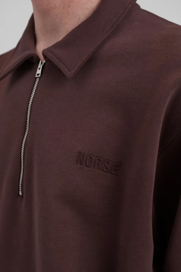 Norse Projects SWEATSHIRTS^Ketel Relaxed Organic NORSE Logo Half Zip Wine Red