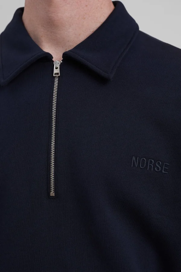 Norse Projects SWEATSHIRTS^Ketel Relaxed Organic NORSE Logo Half Zip Dark Navy