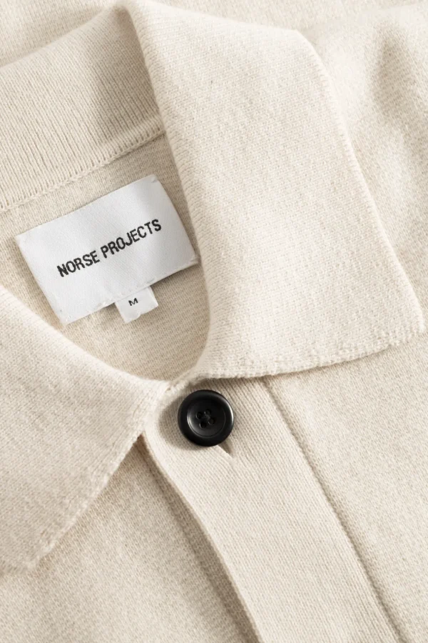 Norse Projects KNITWEAR^Kian Merino Cotton Milano Polo Enamel White