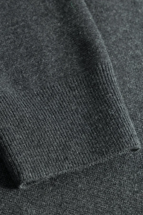 Norse Projects KNITWEAR^Kian Merino Cotton Milano Polo Dark Grey Melange