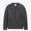 Norse Projects KNITWEAR^Loki Wool Cotton Rib Cardigan Dark Grey Melange