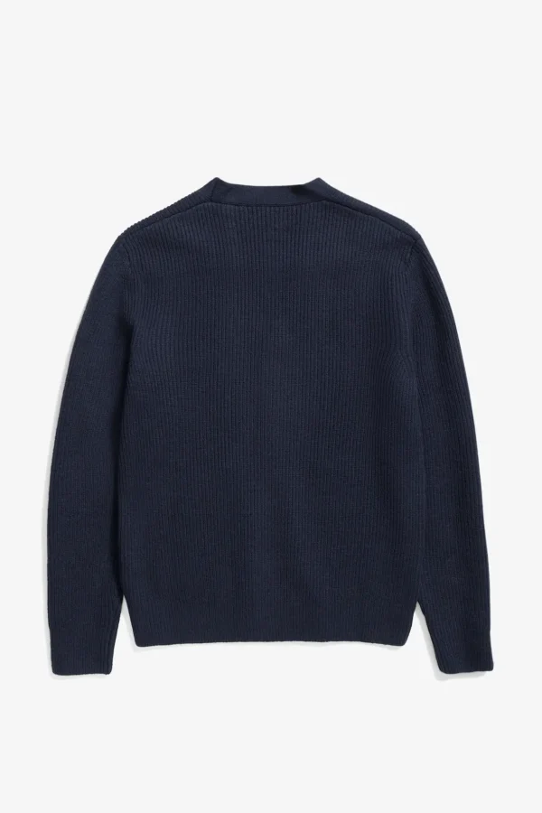 Norse Projects KNITWEAR^Loki Wool Cotton Rib Cardigan Dark Navy