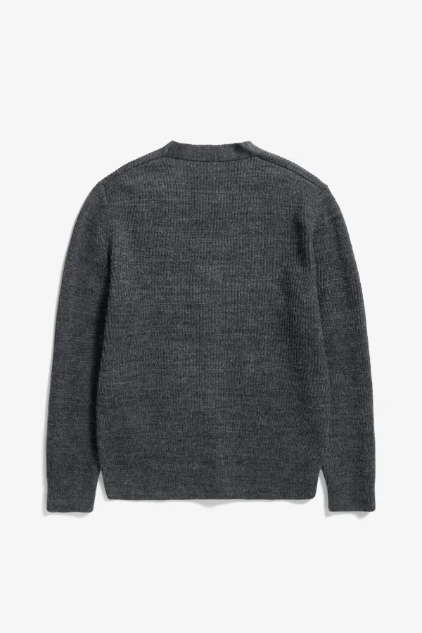 Norse Projects KNITWEAR^Loki Wool Cotton Rib Cardigan Dark Grey Melange