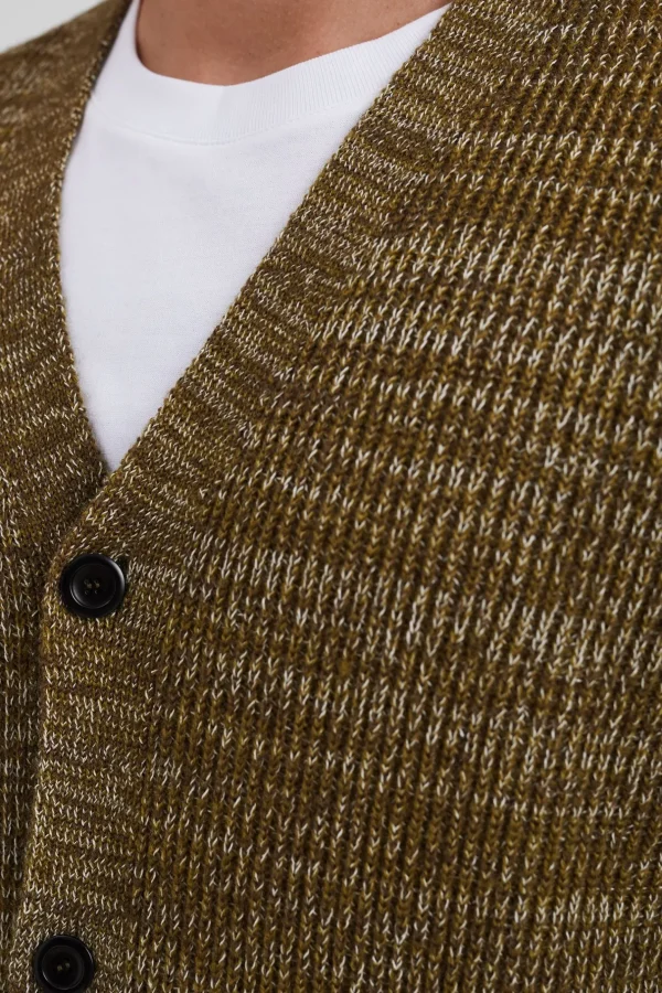 Norse Projects KNITWEAR^Loki Wool Cotton Rib Cardigan Sitka Green