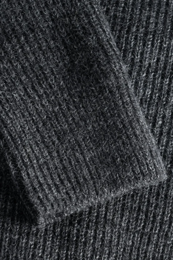 Norse Projects KNITWEAR^Loki Wool Cotton Rib Cardigan Dark Grey Melange