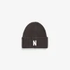 Norse Projects BEANIES^Merino Lambswool Rib N Logo Beanie Heathland Brown