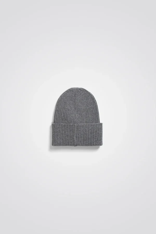 Norse Projects BEANIES^Merino Lambswool Rib N Logo Beanie Grey Melange