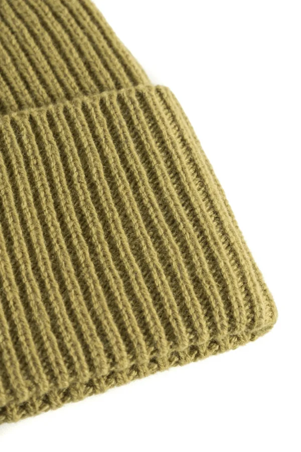 Norse Projects BEANIES^Merino Lambswool Rib N Logo Beanie Sitka Green