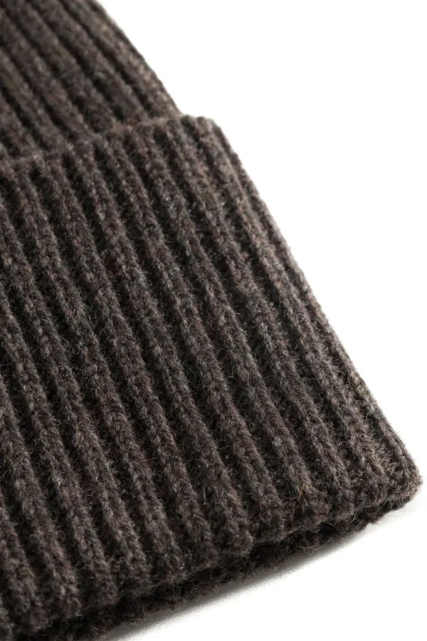 Norse Projects BEANIES^Merino Lambswool Rib N Logo Beanie Heathland Brown